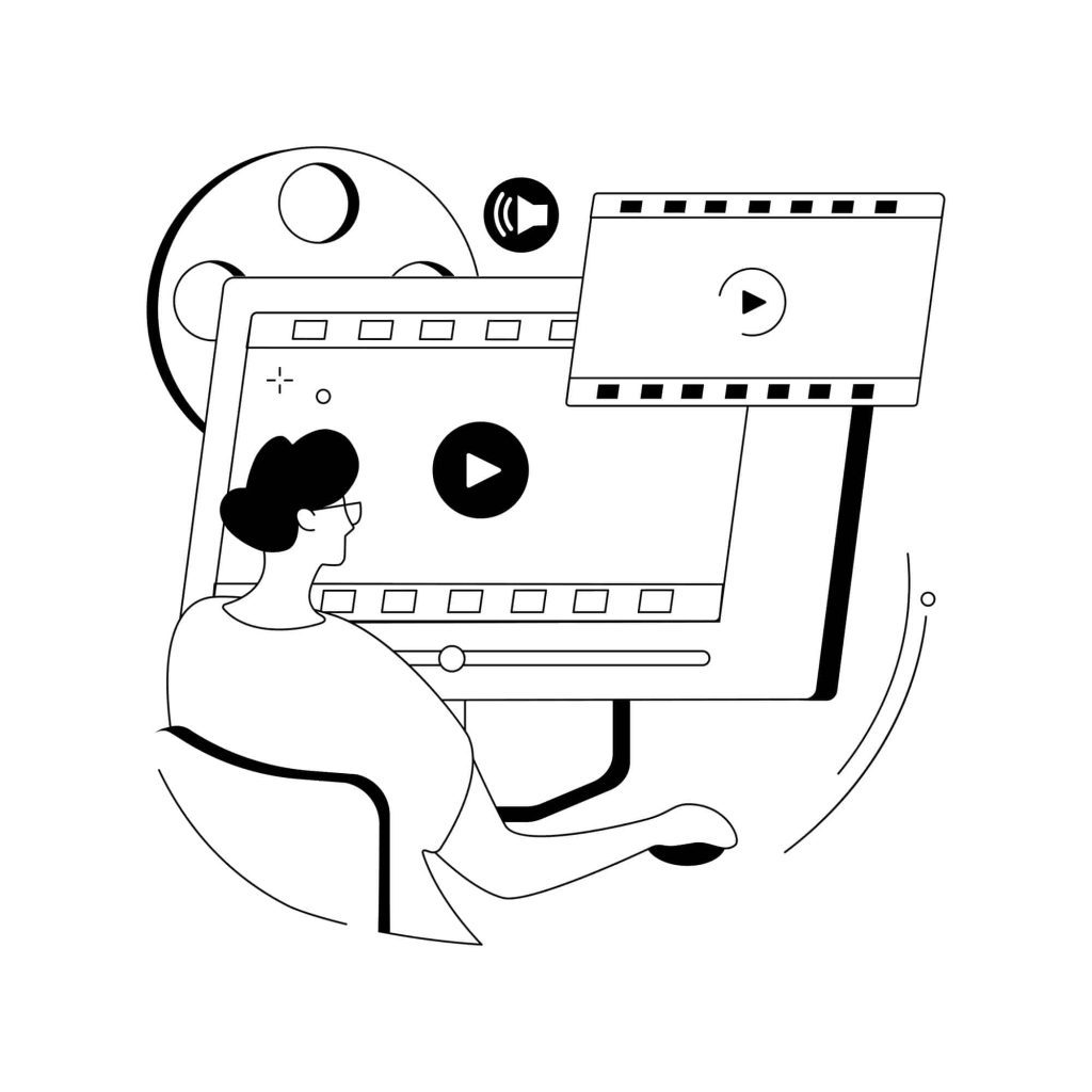 Video design abstract concept vector illustration. Video editing software, projection design course, scenic designer service, professional freelance editor, post production abstract metaphor.