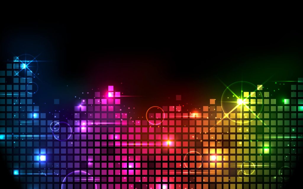 illustration of colorful musical bar showing volume on black background