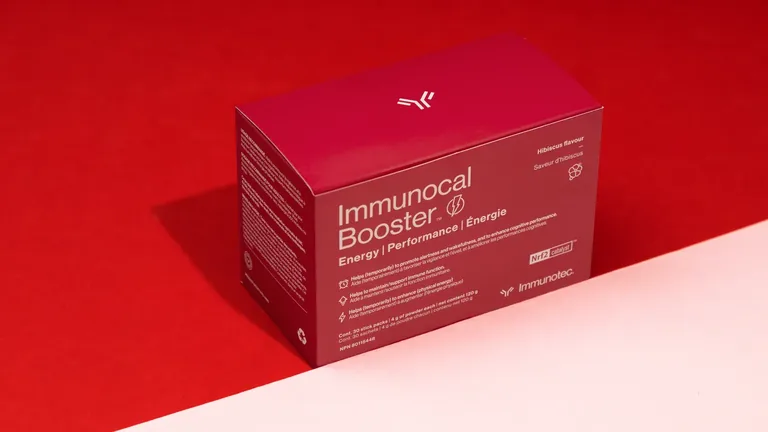 Immunocal Booster box in a red studio shot