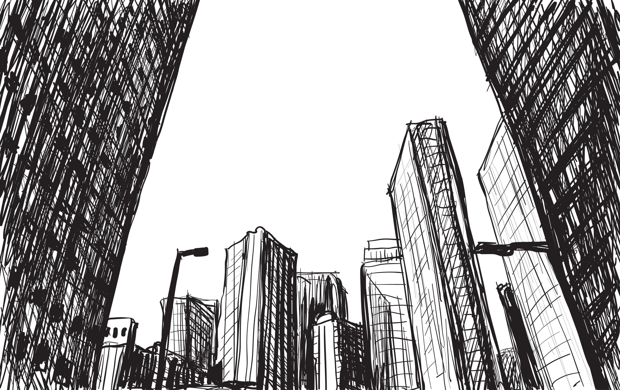 sketch city scape building in Tokyo hand draw illustration vector