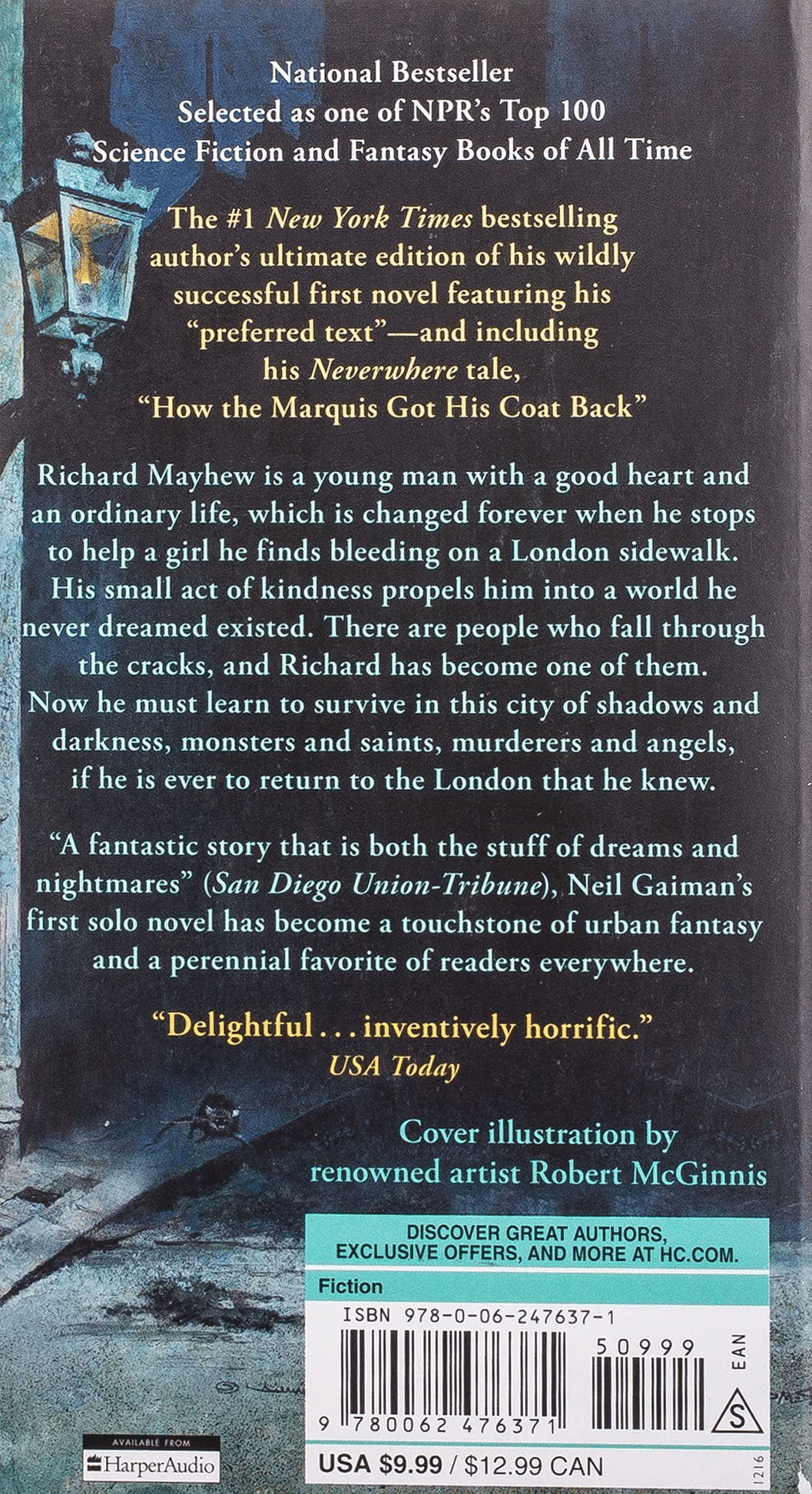 Neverwhere by Neil Gaiman, special mass market paperback edition with cover by Robert McGinnis
