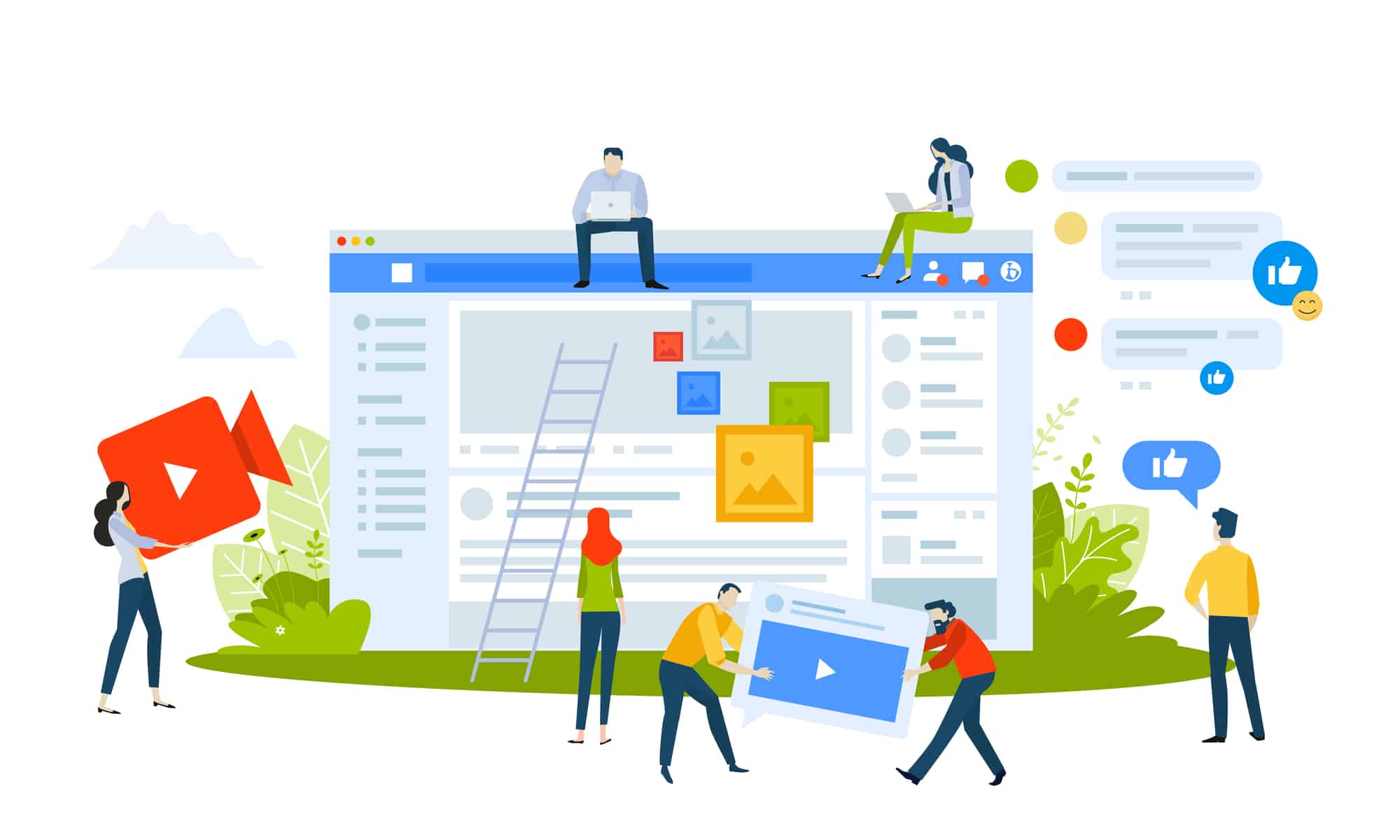 Stock illustration of team building social media