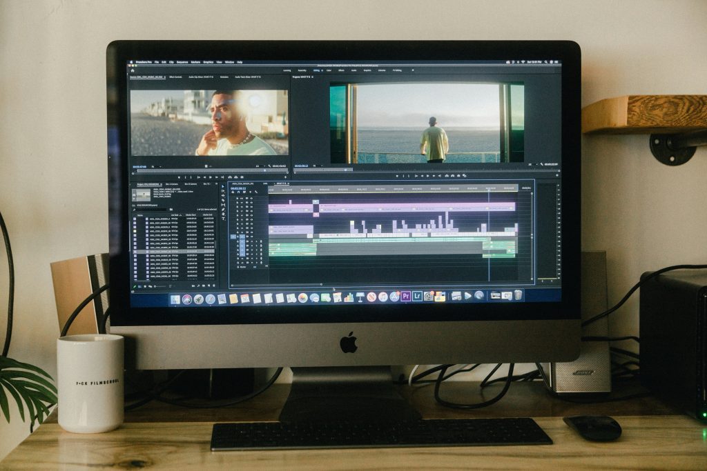 Computer screen with video editing shown