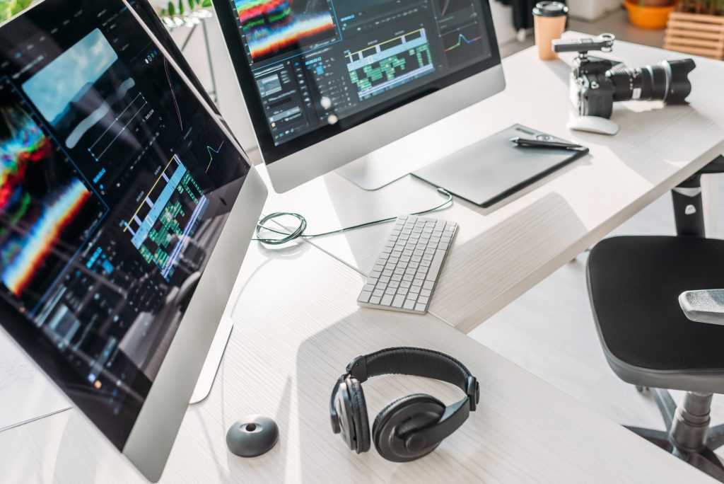 adding background music to video more professional desktop video editing with headphones