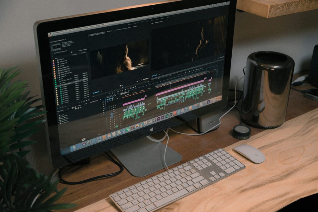 A computer screen on a desk
