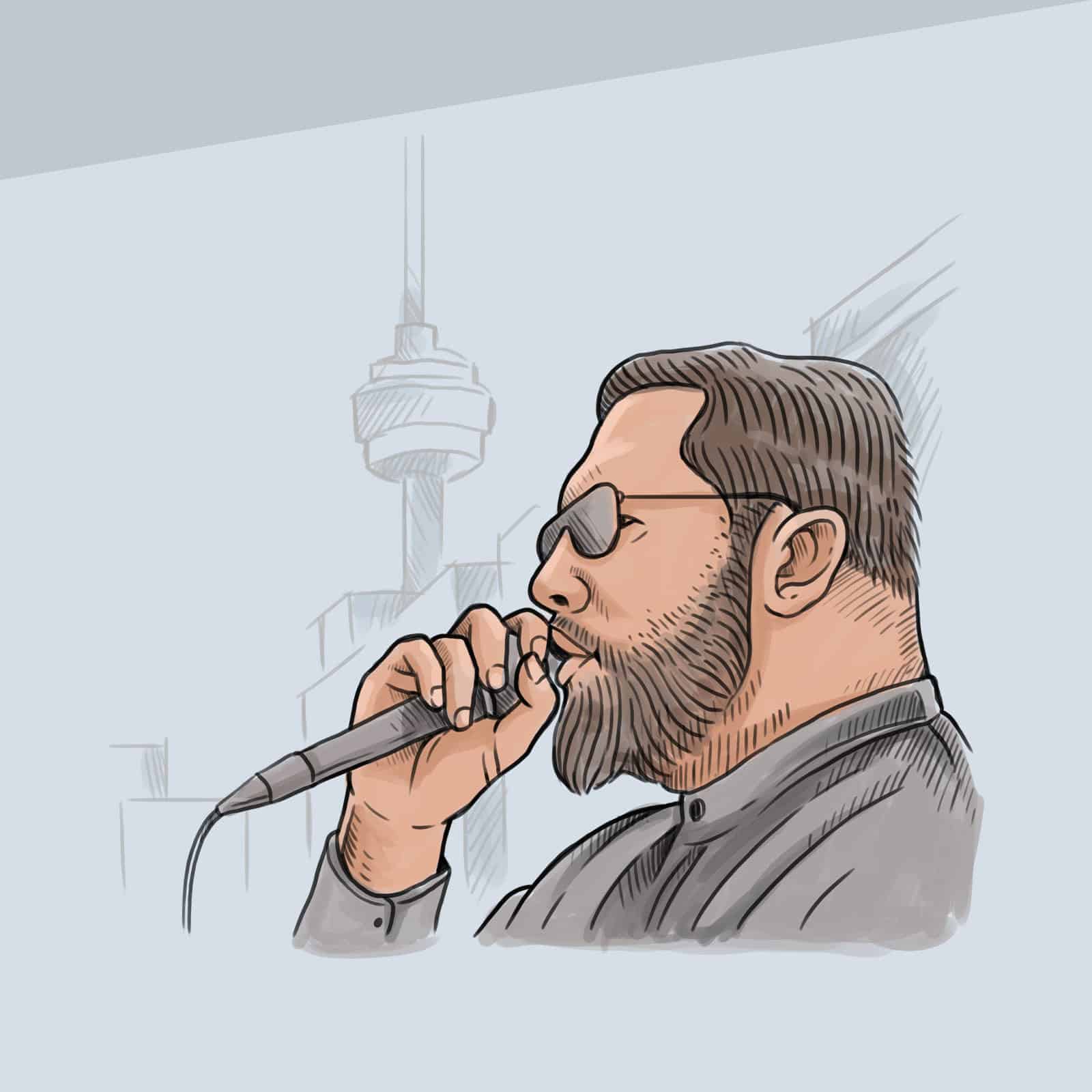 celebrity portrait illustration for product promotion
