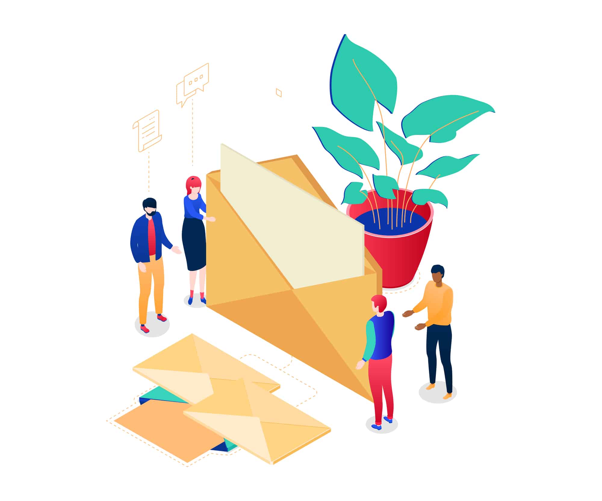 Stock-illustration-of-team-creating-business-stationery-design-by-Flocksy