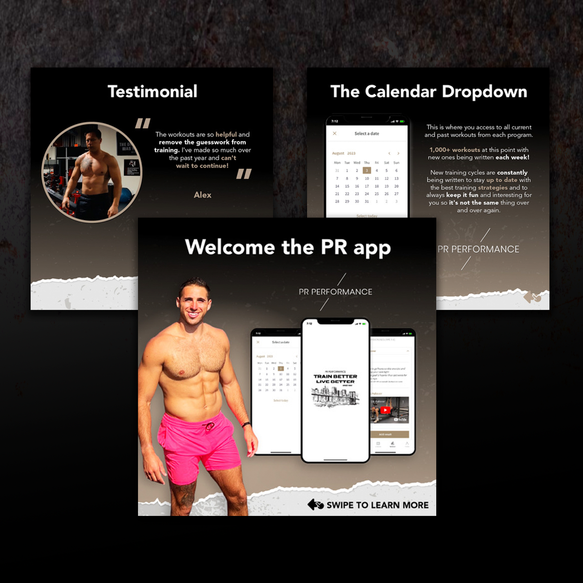 PR Performance app preview carousel - Flocksy