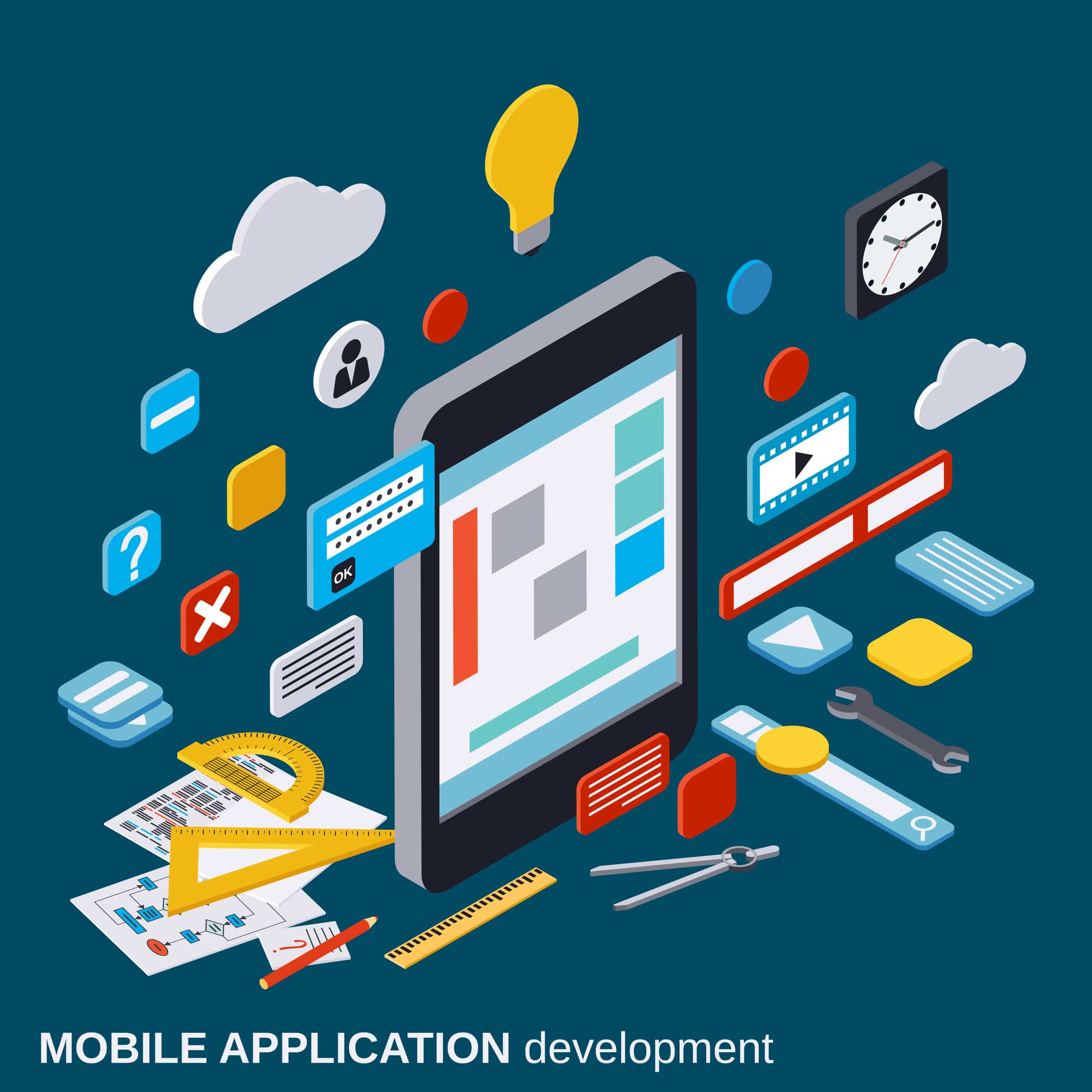 Exploded view of mobile app