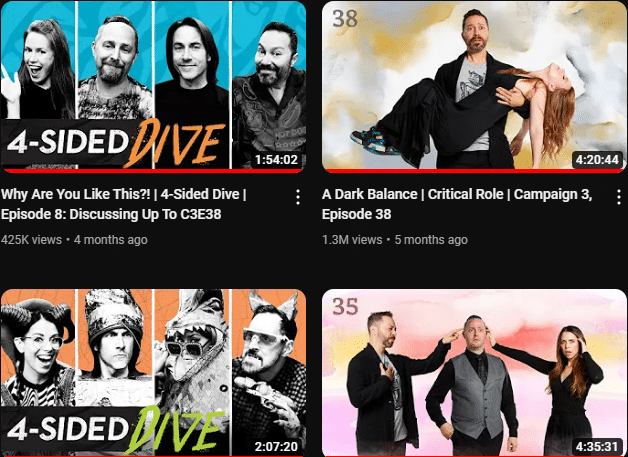 youtube thumbnails consistency critical role videos from their channel