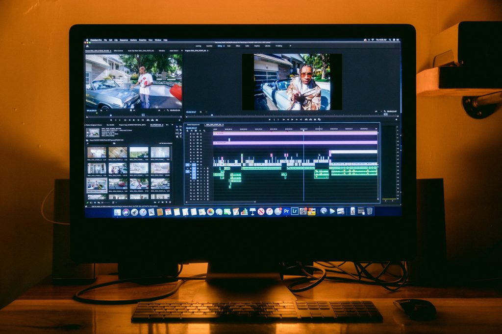 A computer screen with a video being edited