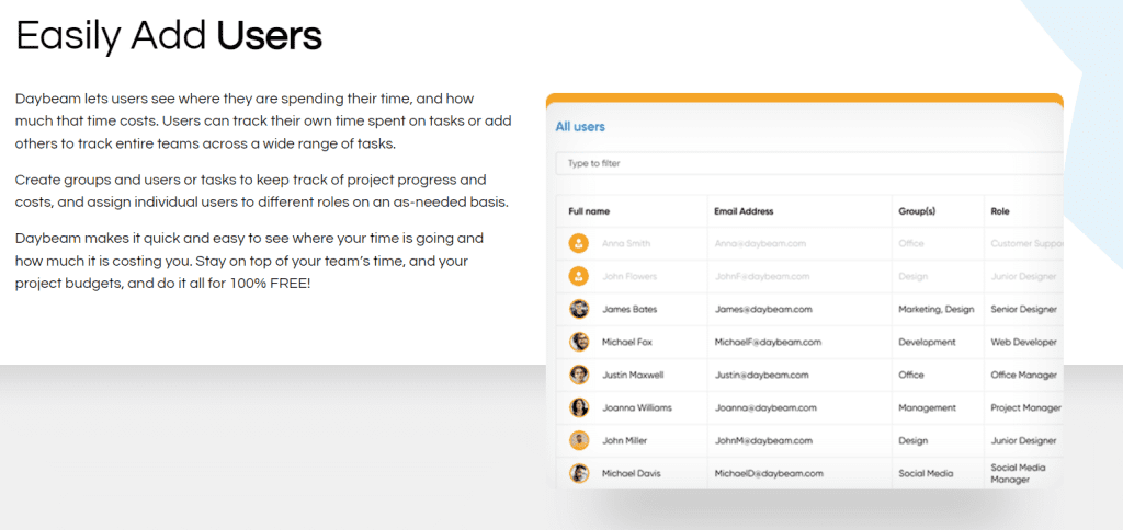 Daybeam user screen screenshot