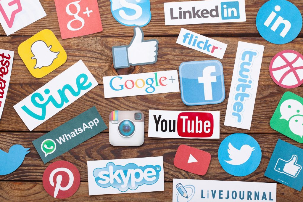 Stock photo of various social media logos
