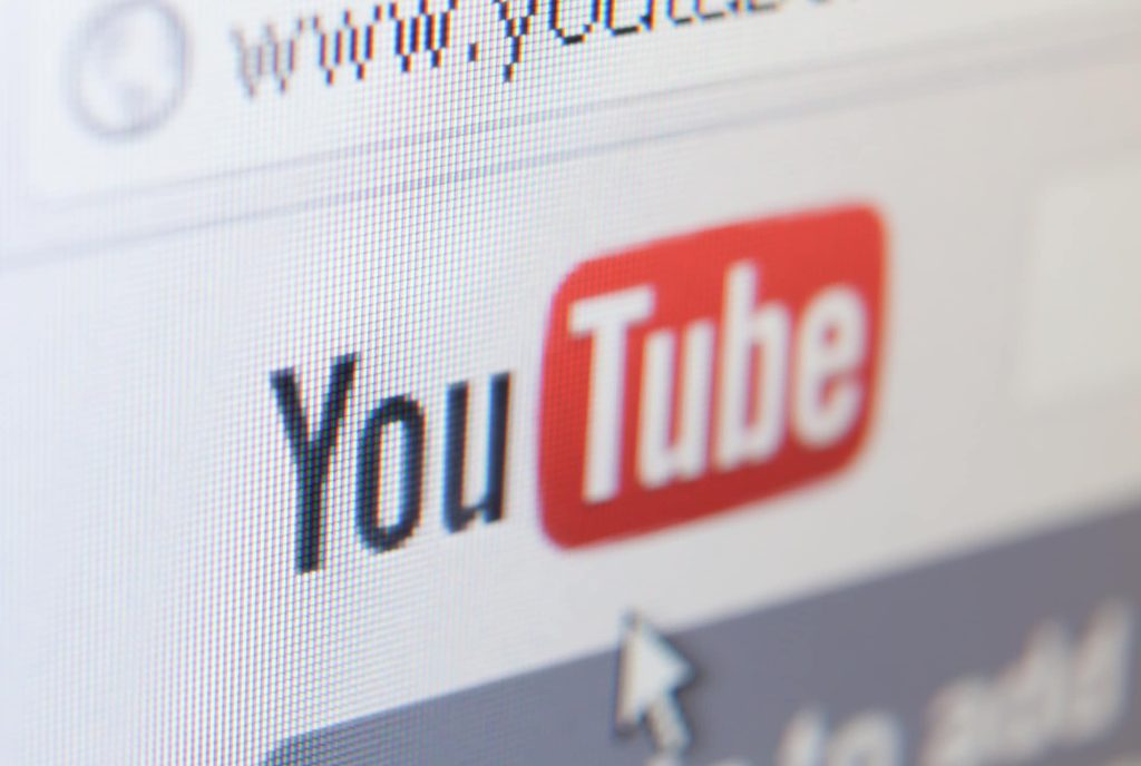 Close up of youtube icon. Concept of free video and pastime