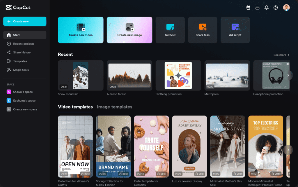 Image of a video editing website