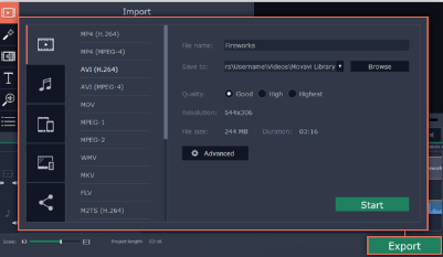 Screen showing video editing tools