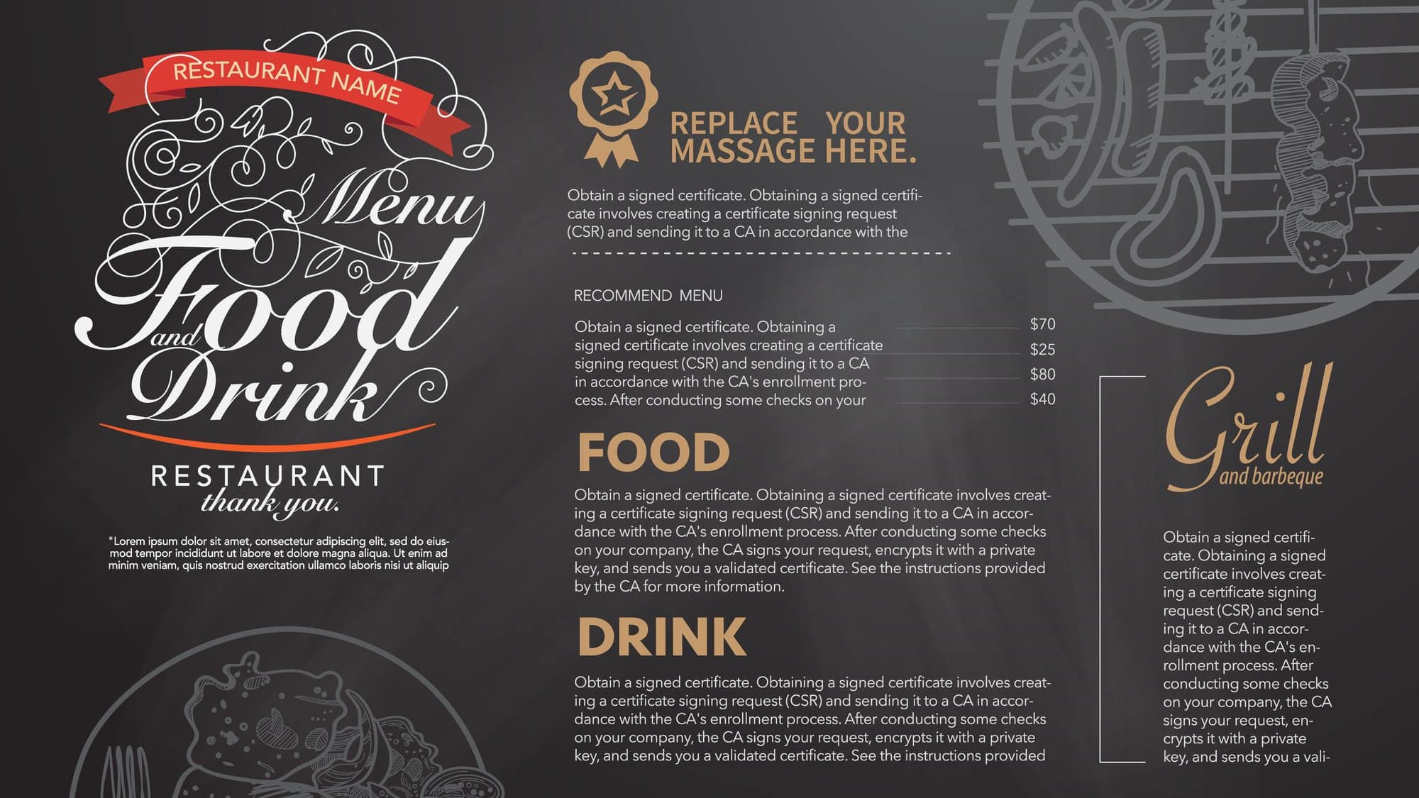 Restaurant menu design.