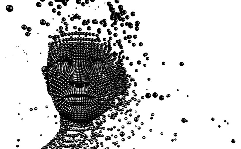 3d Conceptual image of woman composed of balls. Artificial intelligence concept