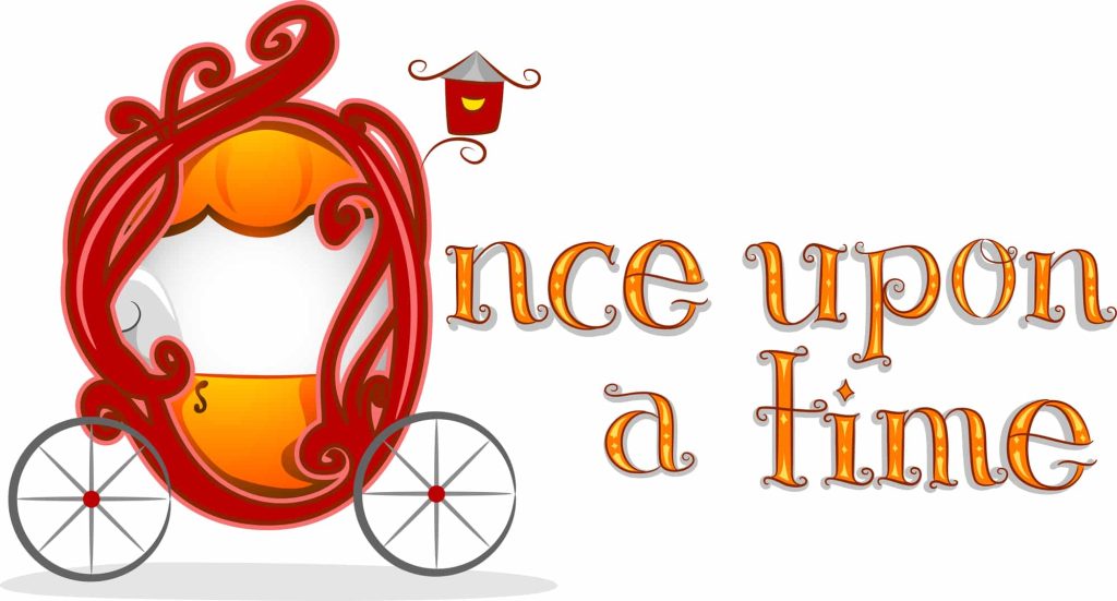 Text Illustration Featuring the Words Once Upon a Time with a Carriage Beside it
