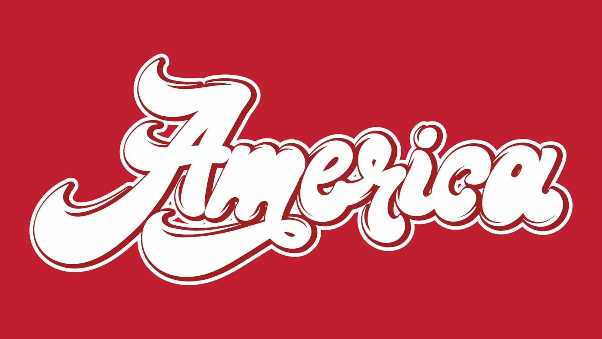 America. Vector handwritten lettering isolated. Template for card, poster, banner, label, pin, badge, print for t-shirt. custom typography