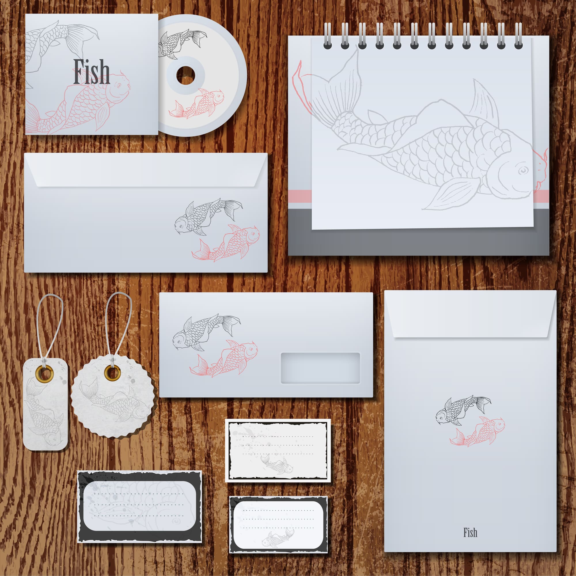 stock-photo-of-business-stationery-with-fish-illustration