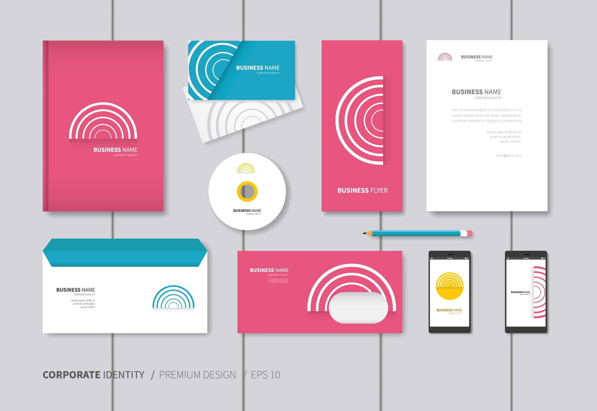 Stock-illustration-of-brightly-colored-business-stationery