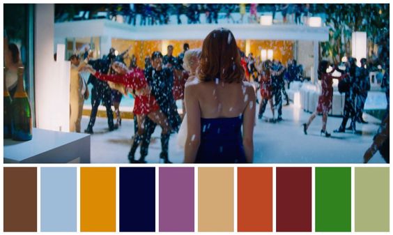 Image of a woman with back truned and a color palette under the image