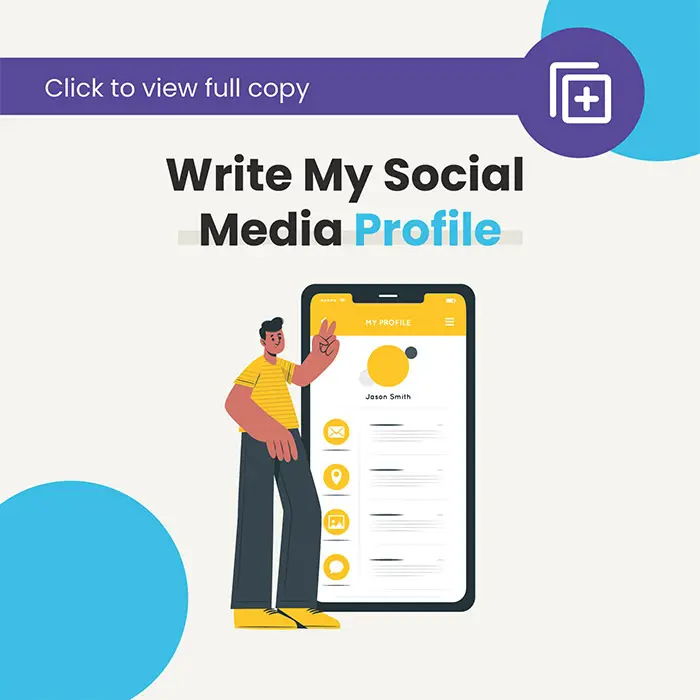 Custom social media profile copy