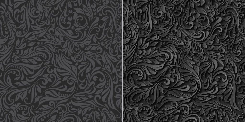 A black abstract design with textures shown on it
