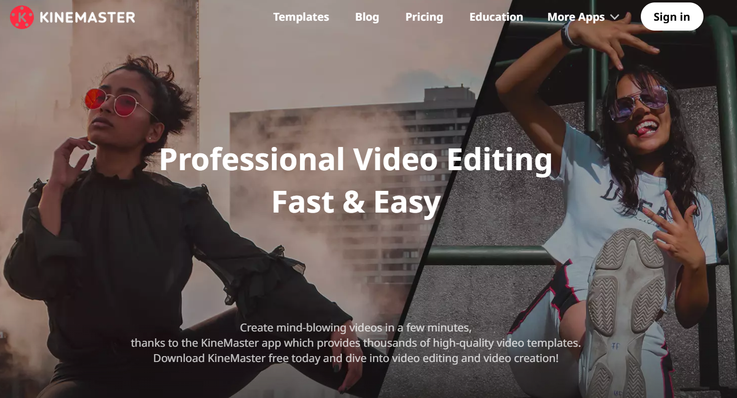 Homepage screenshot of a video editing program 