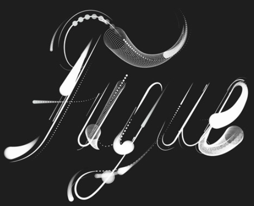 White text style logo on a black background