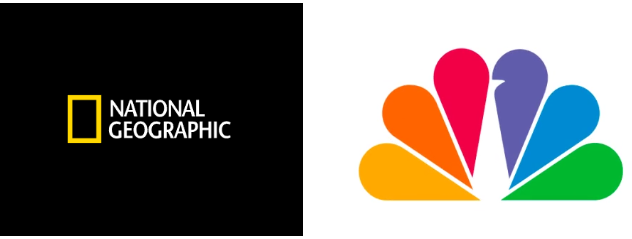 The National Geographic Logo with the NBC Peacock Logo next to it
