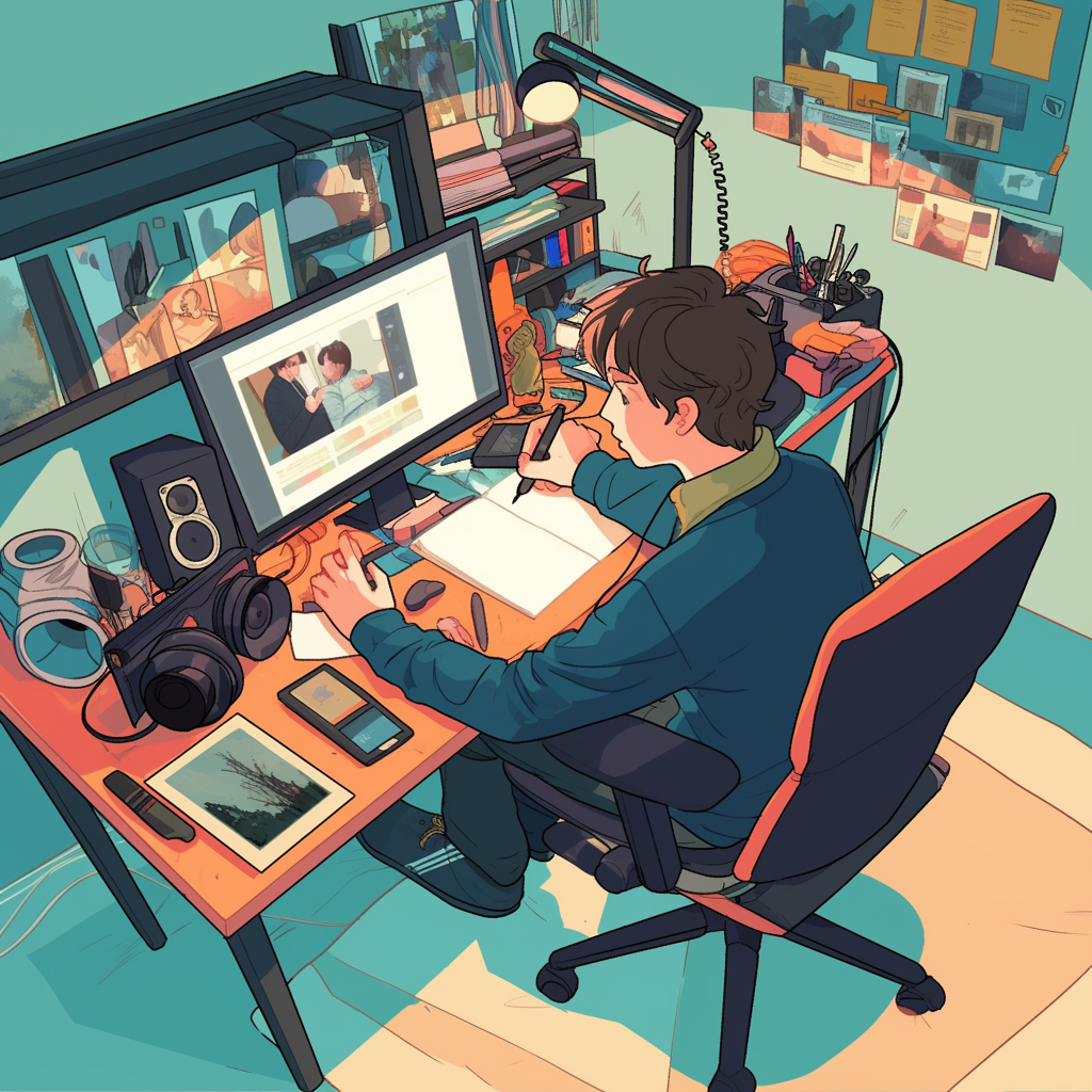 Man sitting at a computer working