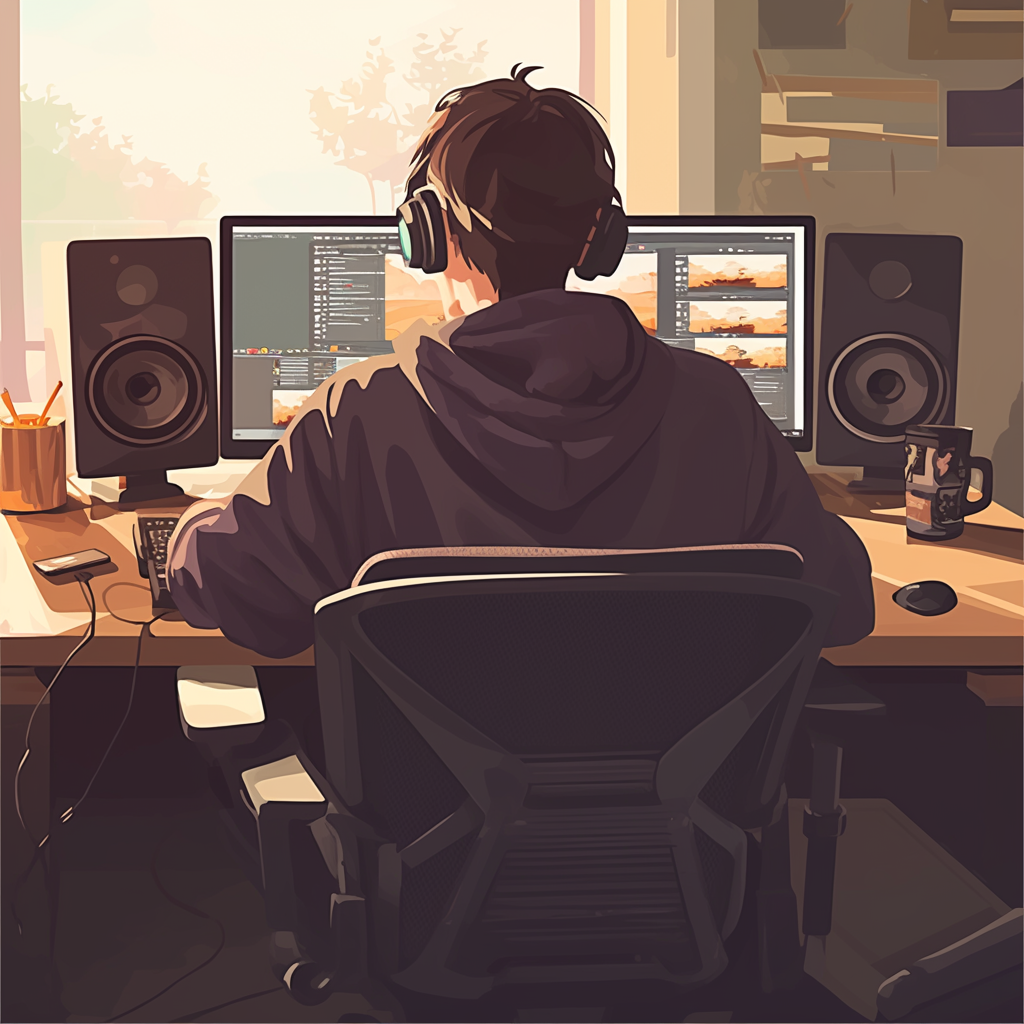 Person sitting in front of a computer screen