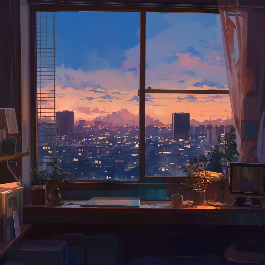 Looking out a window at a city