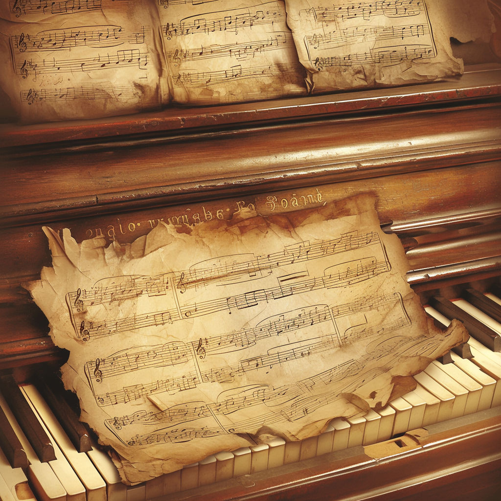 Vintage piece of music on a piano